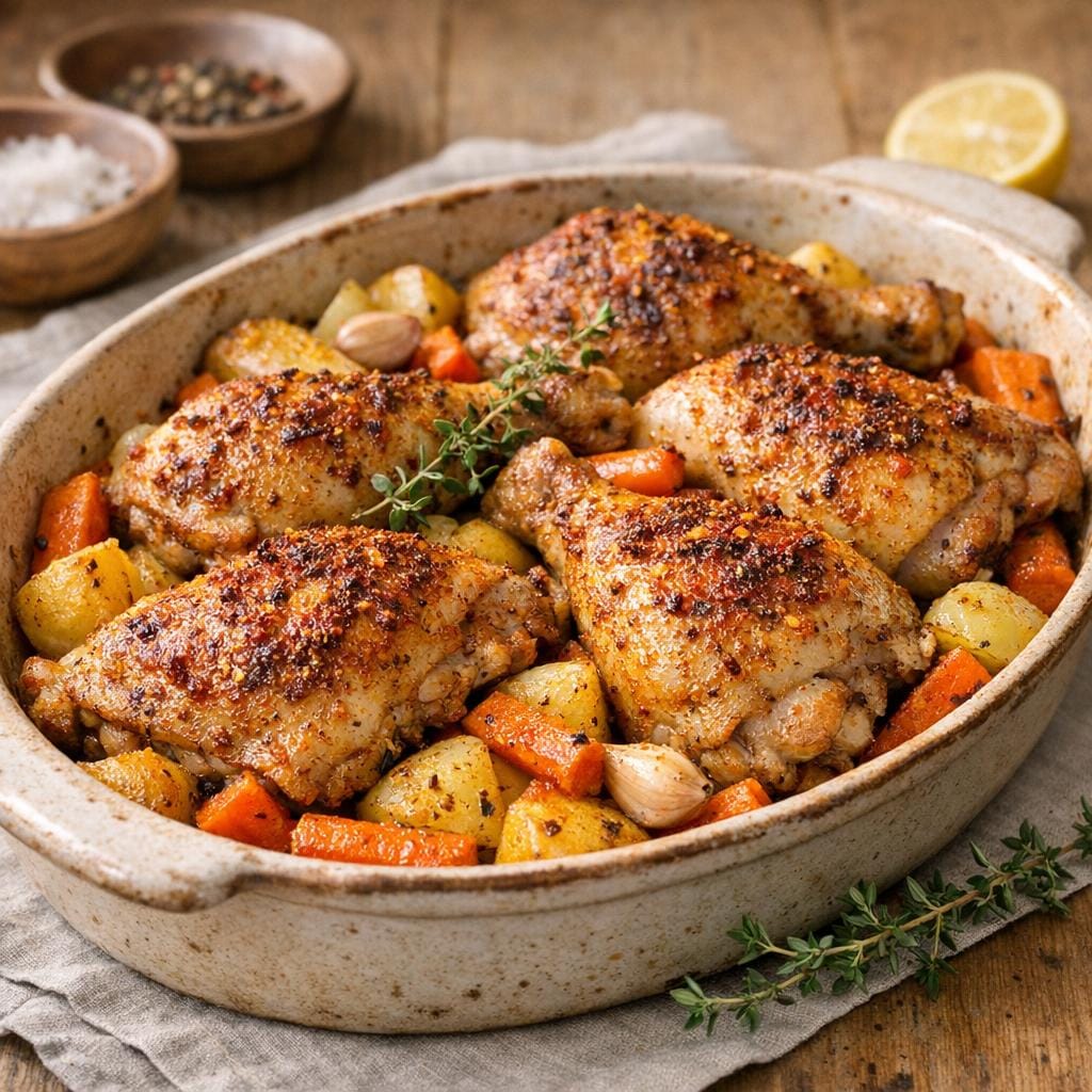 Poulet rôti automnal aux épices Flambée d'Automne avec Assemblage Flambée d’Automne