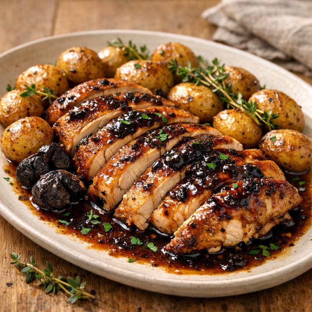 Jus de poulet à l'ail noir