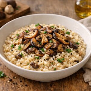 Risotto aux champignons et Poivre Tellichery BIO avec Poivre Noir Tellichery - BIO