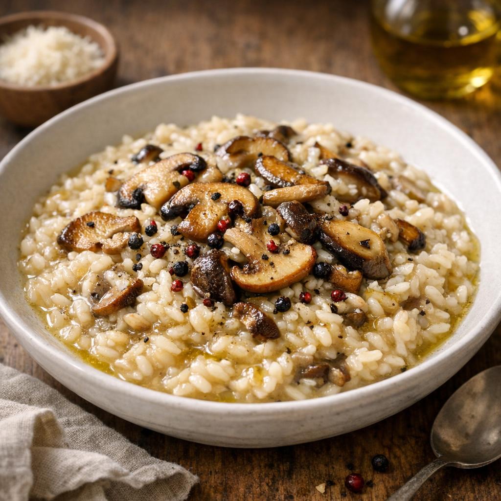 risotto poivré aux champignons