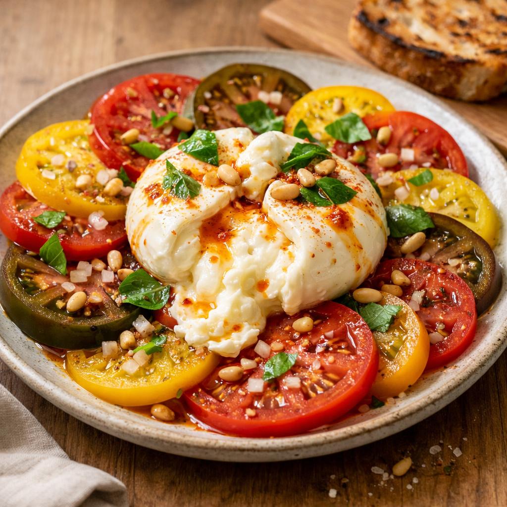 Salade burrata tomates