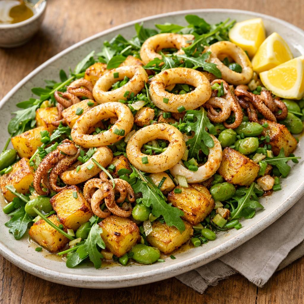 Salade tiède calamars patates