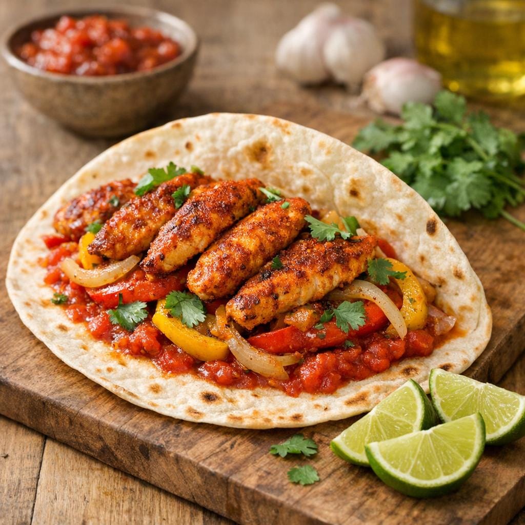 Tacos de poulet Tex Mex croustillant et fondant avec Enrobage Tex Mex