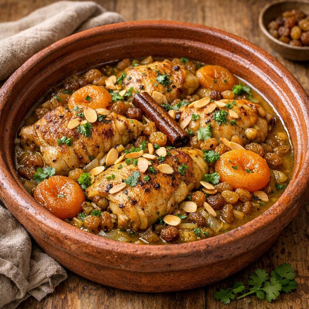 Tajine de poulet aux raisins sultaniques et abricots avec Raisin sec Sultanique