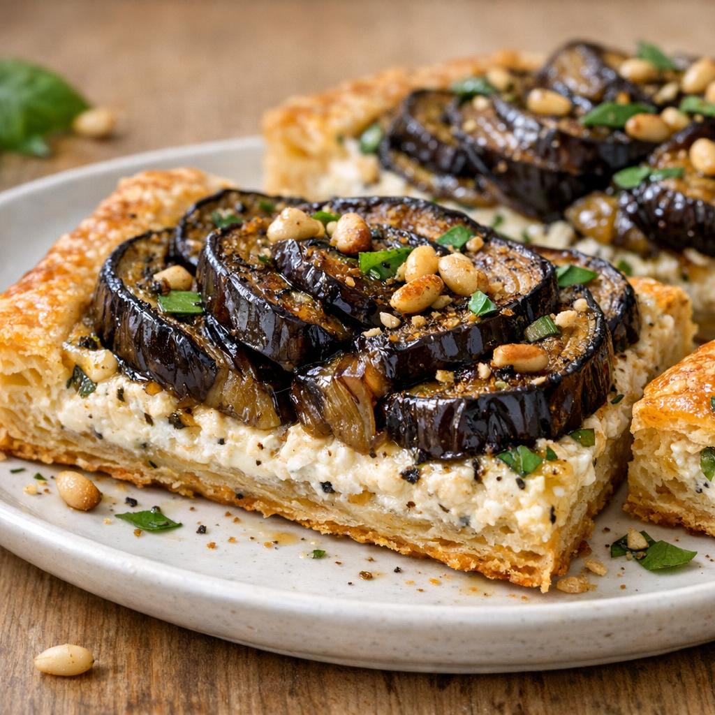Tarte fine aubergine ricotta