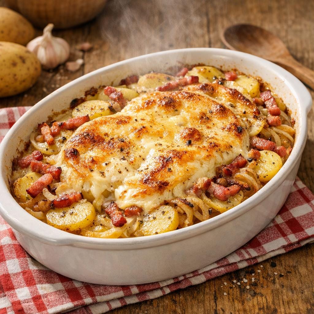 Tartiflette maison crémeuse au reblochon et lardons avec Tartiflette