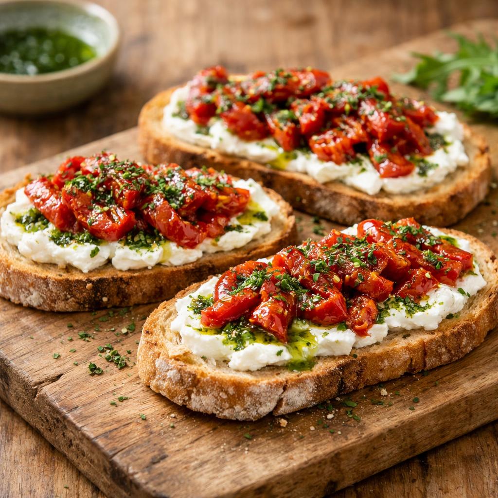 Tartines chèvre tomate persil