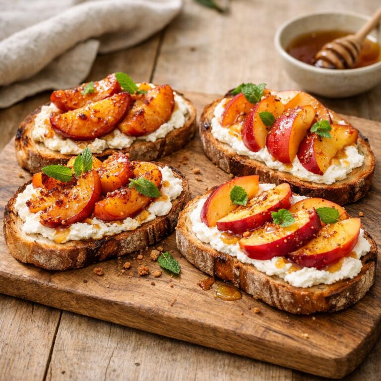 tartines ricotta nectarine