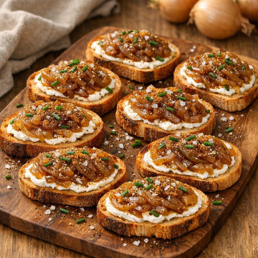 Toasts chèvre et oignons