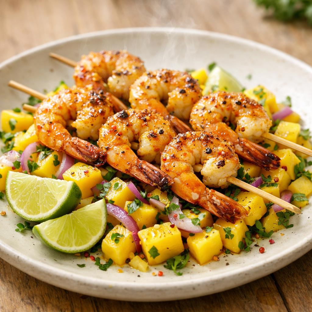 brochettes crevettes curry