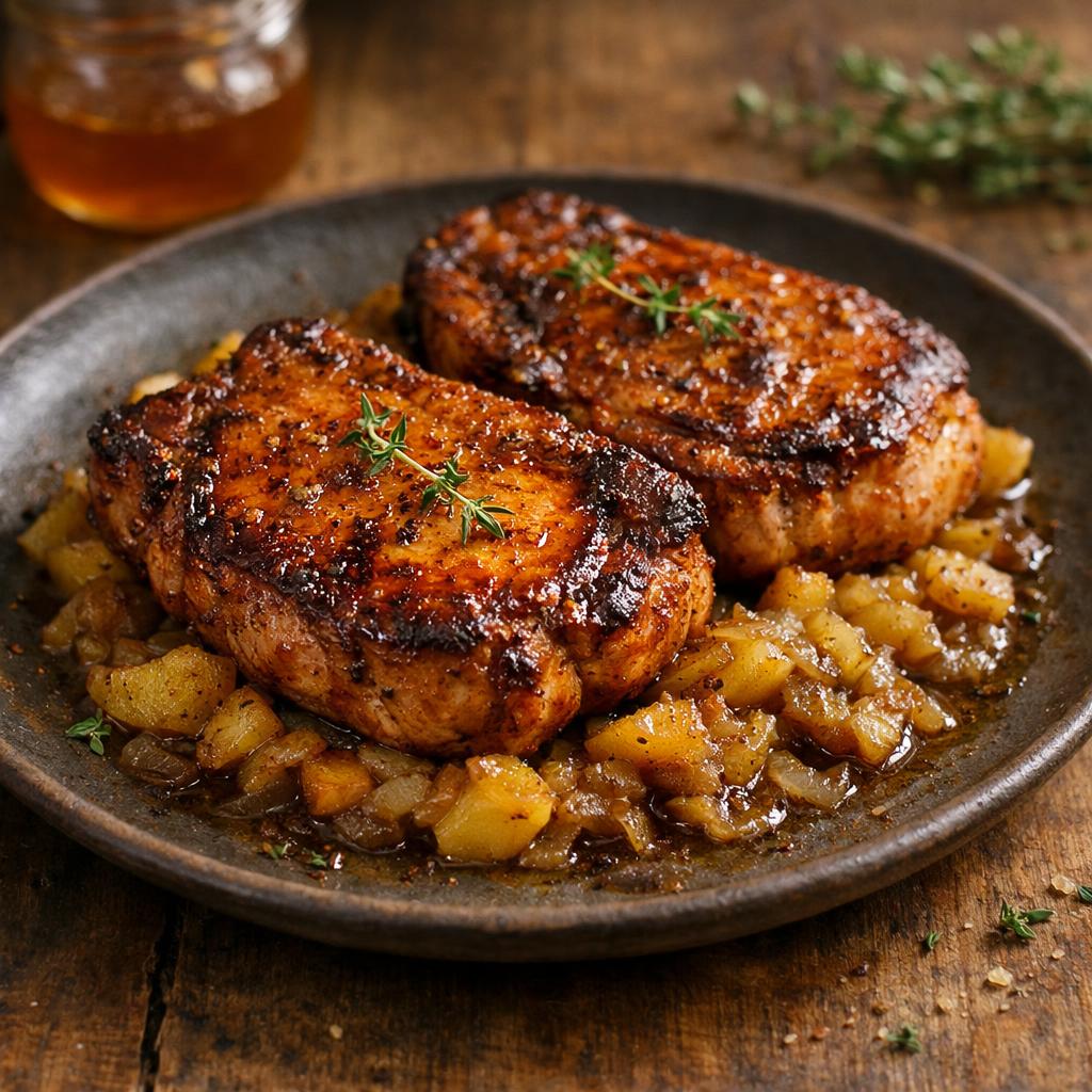Côtes de porc caramélisées