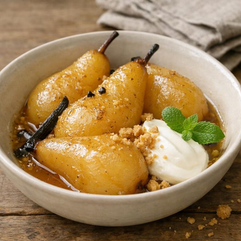 Poires pochées Perle des Antilles