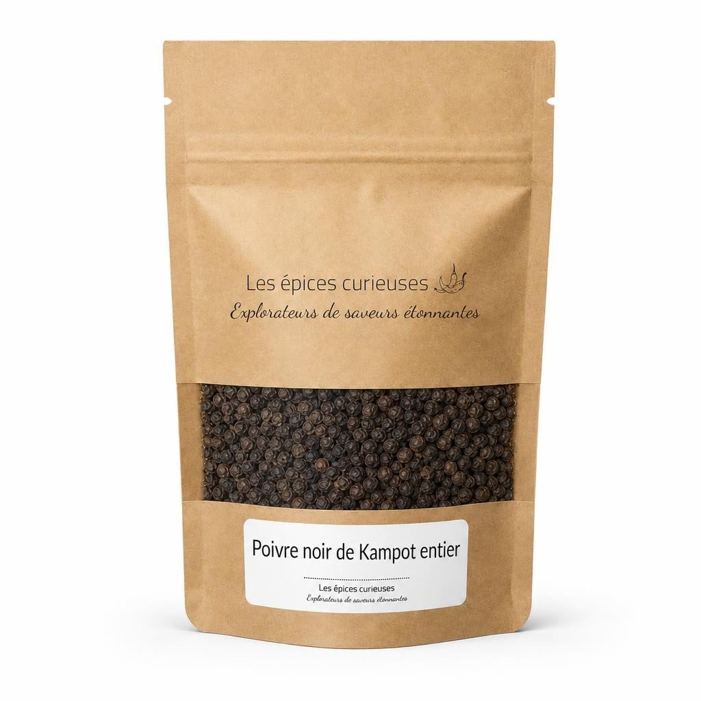 Poivre noir de Kampot entier - Packaging - Les Épices Curieuses