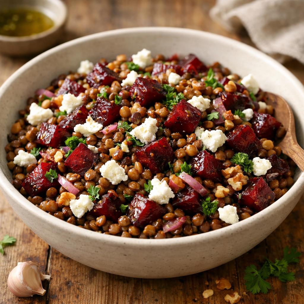 Salade tiède de lentilles