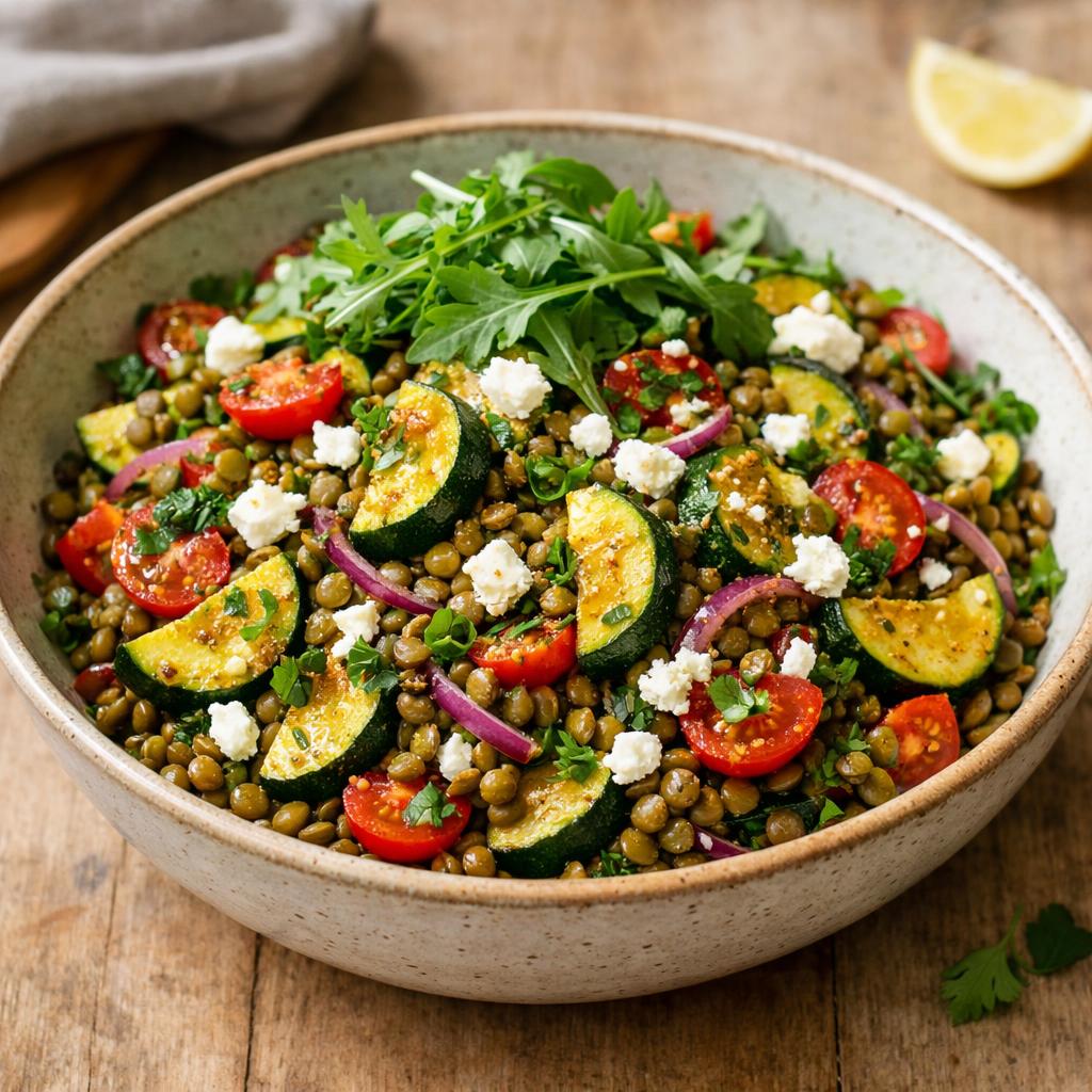 Salade tiède lentilles courgettes