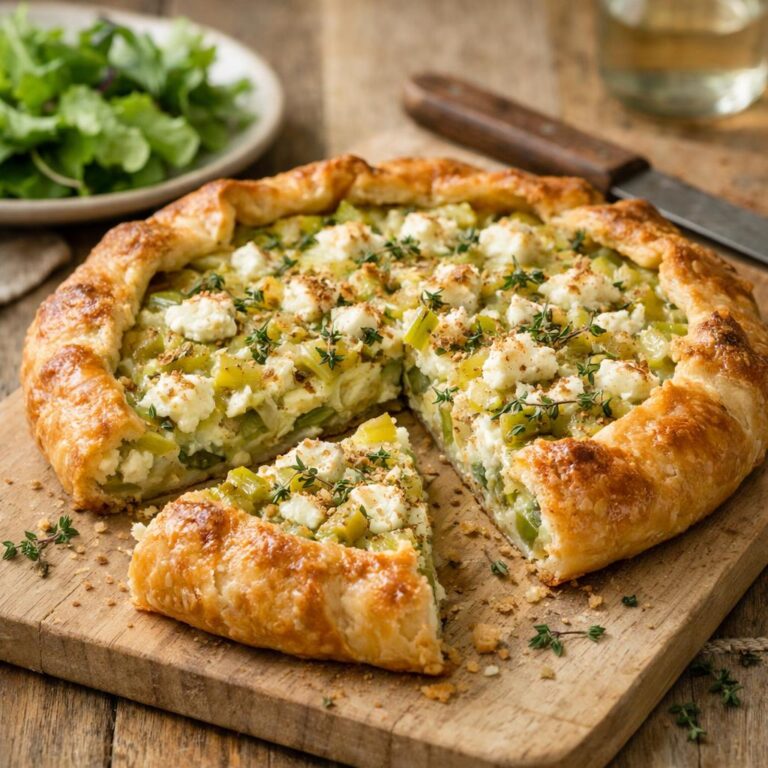 Tarte aux poireaux et chèvre